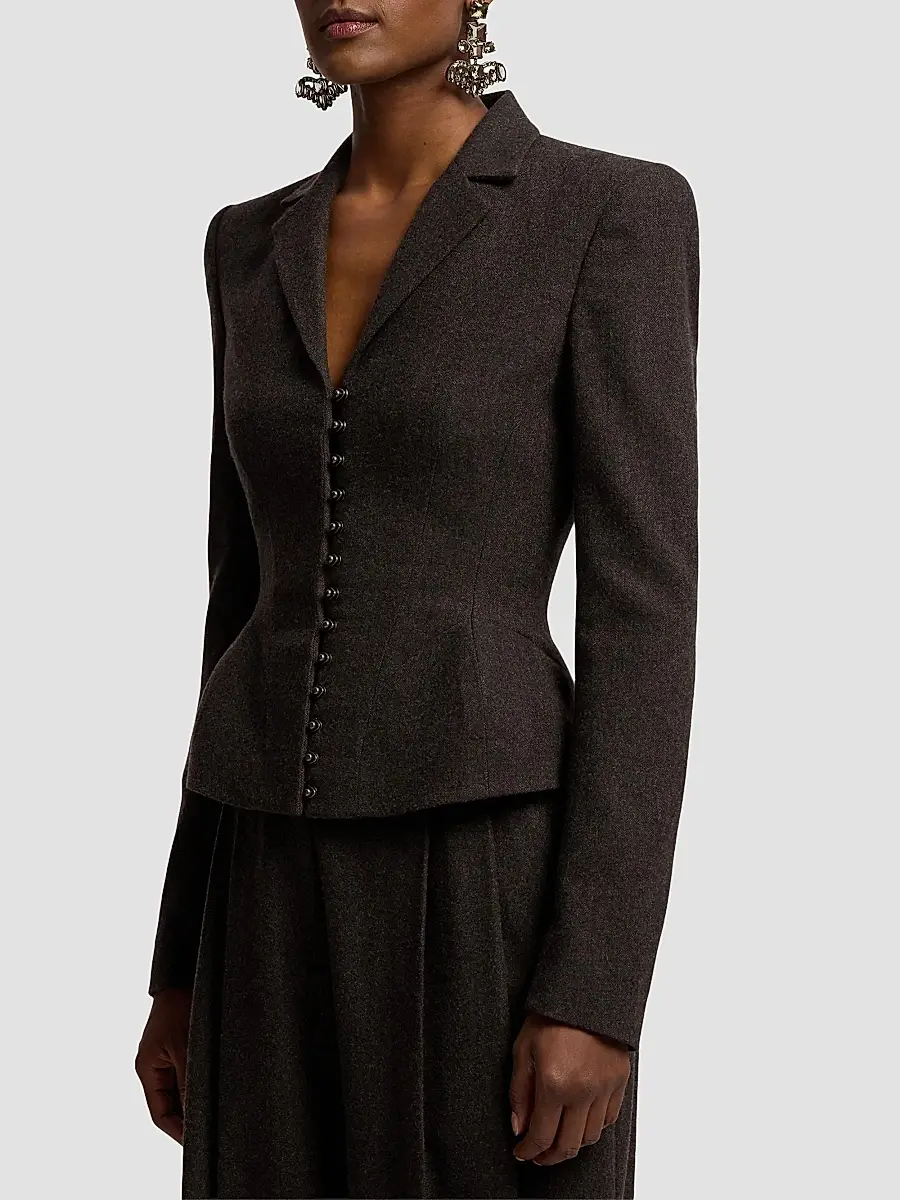 Ralph Lauren Collection Women's Joleene Herringbone Wool Flannel Jacket | Thumbnail 5 Ralph Lauren Collection Women's Joleene Herringbone Wool Flannel Jacket | Thumbnail 5