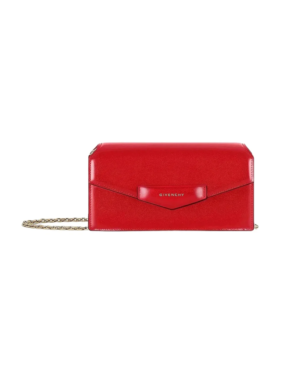 Givenchy Women's Antigona Wallet with Chain in Box Leather - Vermillon