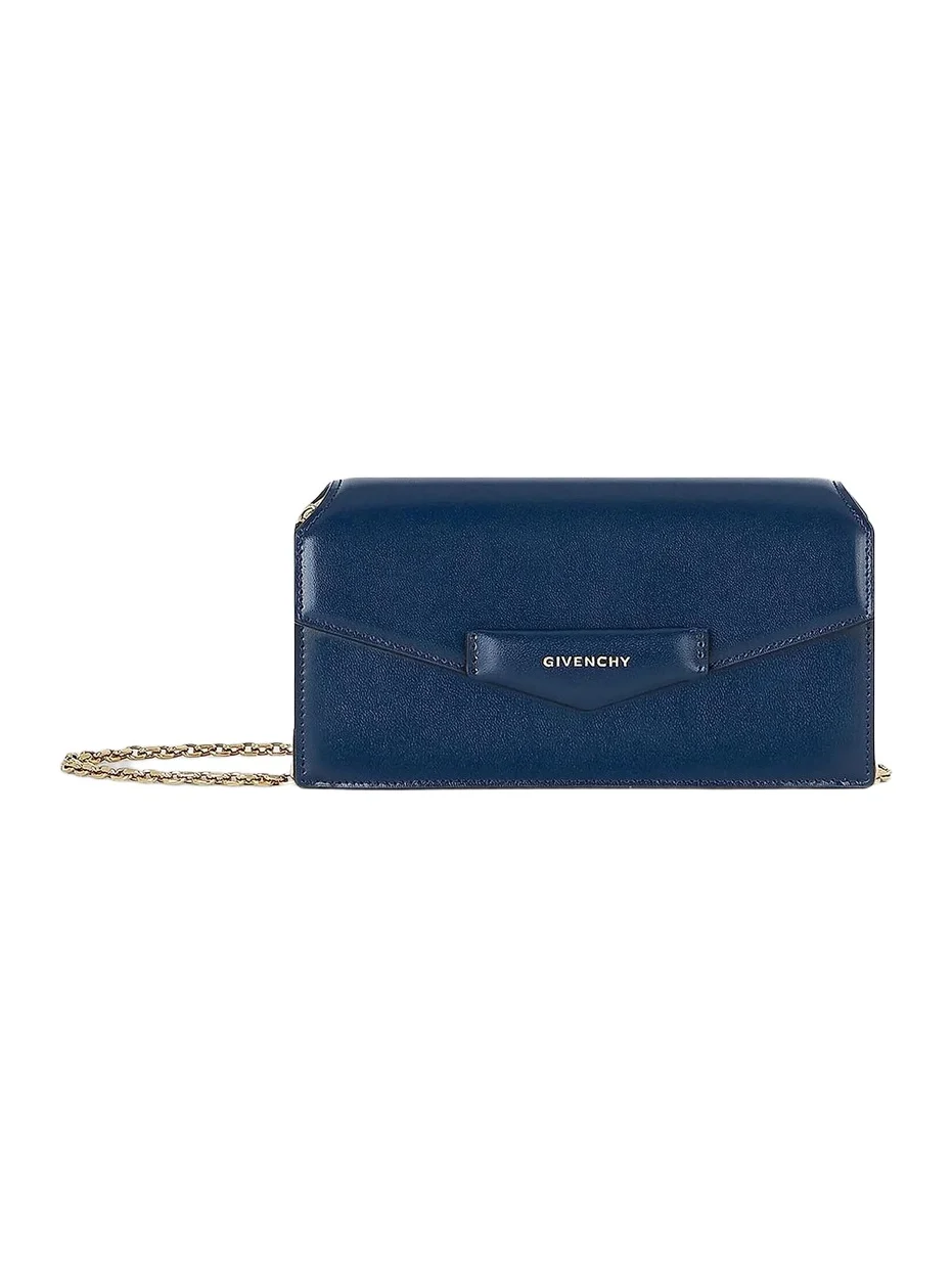 Givenchy Women's Antigona Wallet with Chain in Box Leather - Saphir Blue