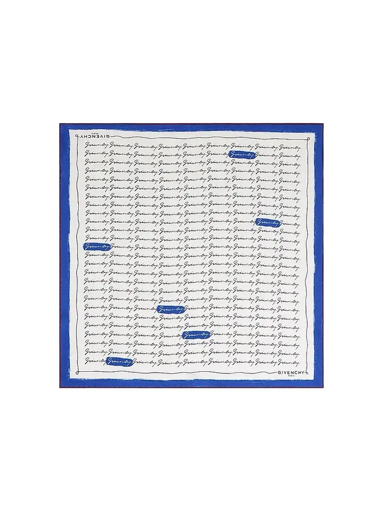 Givenchy Women's Square in Silk with Signature - Blue Multi | Image 1 Givenchy Women's Square in Silk with Signature - Blue Multi | Image 1
