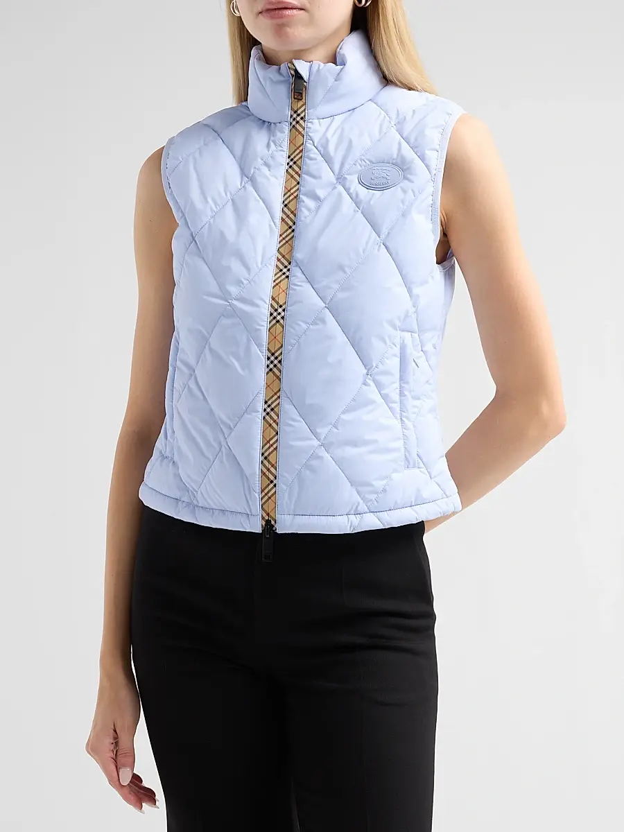 Burberry Women's Cheswick Check-Placket Quilted Vest | Thumbnail 4 Burberry Women's Cheswick Check-Placket Quilted Vest | Thumbnail 4