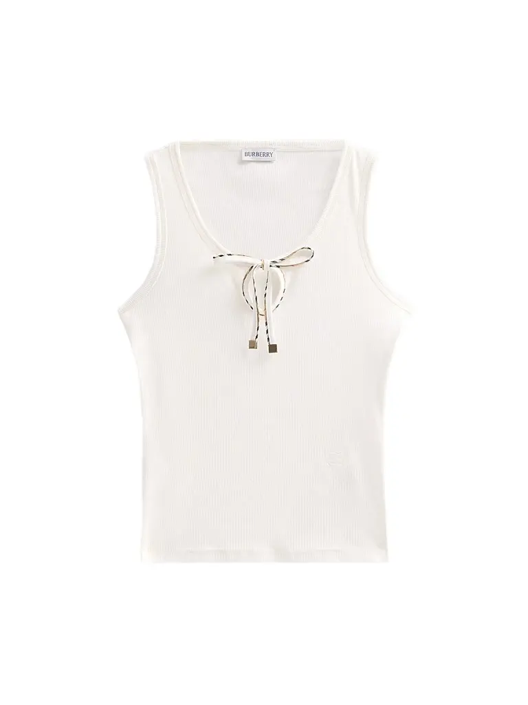 Burberry Women's Tierra Check Tie Tank - Chalk | Image 1 Burberry Women's Tierra Check Tie Tank - Chalk | Image 1