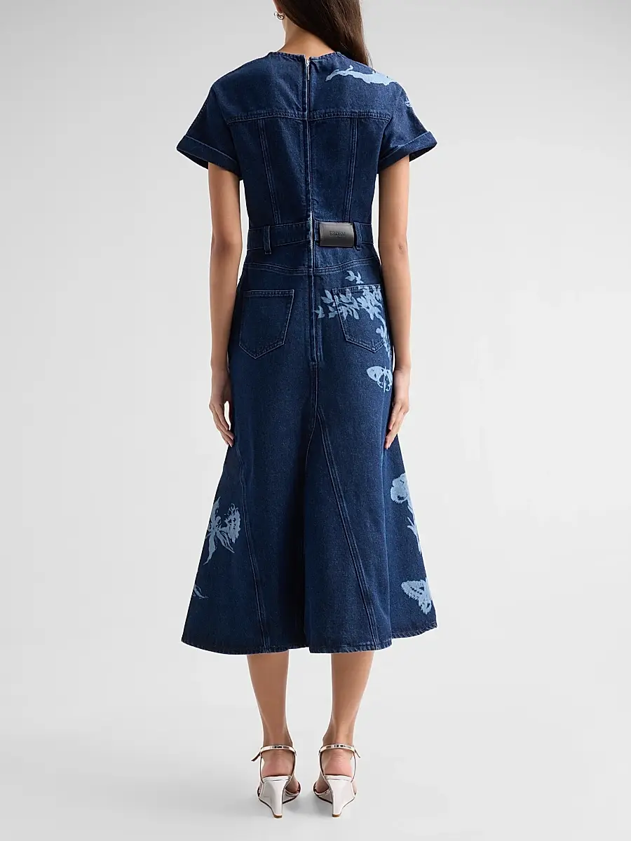 Erdem Women's Floral Denim Midi Dress | Thumbnail 3 Erdem Women's Floral Denim Midi Dress | Thumbnail 3