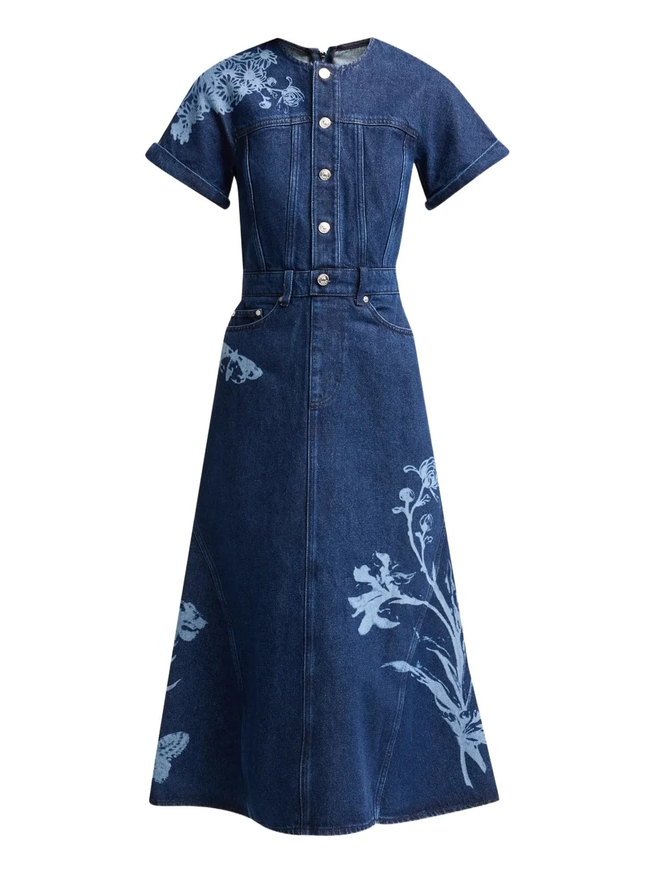 Women's Floral Denim Midi Dress