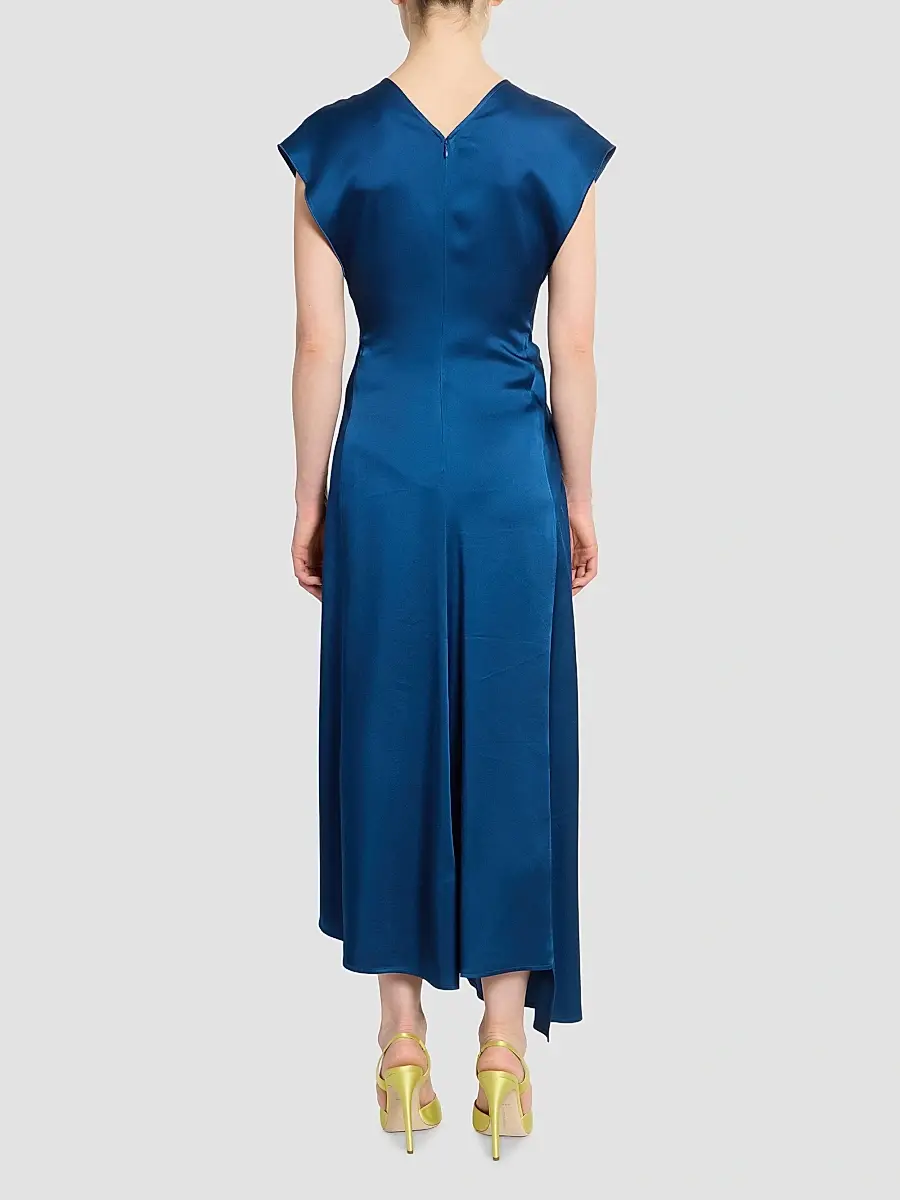 Victoria Beckham Women's Satin Twist Waist Midi-Dress | Thumbnail 3 Victoria Beckham Women's Satin Twist Waist Midi-Dress | Thumbnail 3