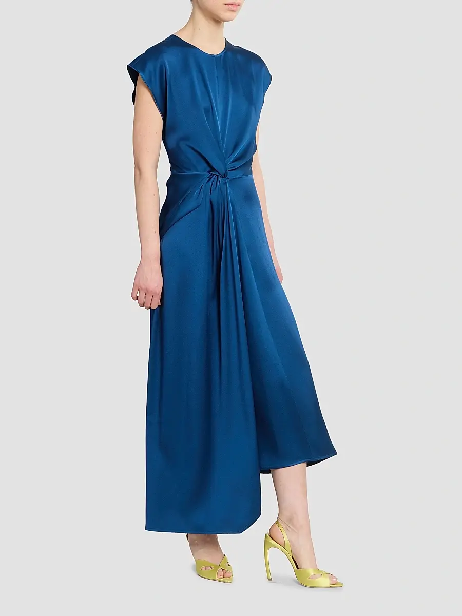 Victoria Beckham Women's Satin Twist Waist Midi-Dress | Thumbnail 4 Victoria Beckham Women's Satin Twist Waist Midi-Dress | Thumbnail 4