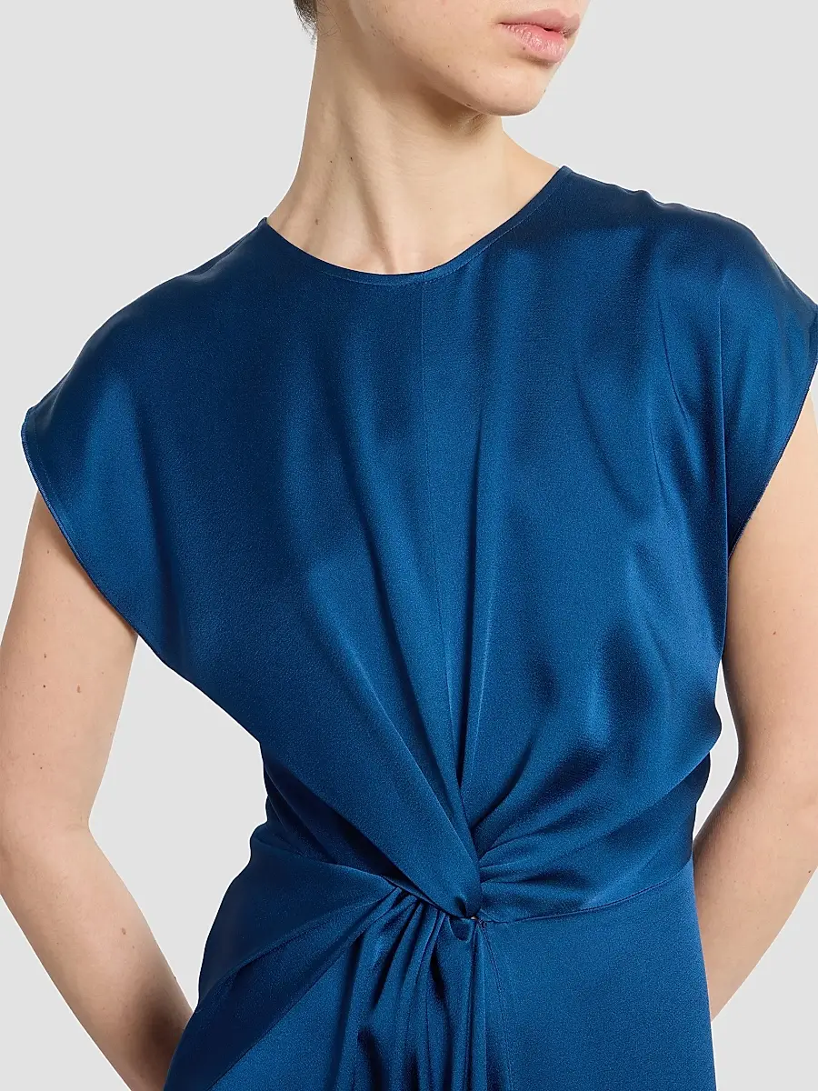Victoria Beckham Women's Satin Twist Waist Midi-Dress | Thumbnail 5 Victoria Beckham Women's Satin Twist Waist Midi-Dress | Thumbnail 5