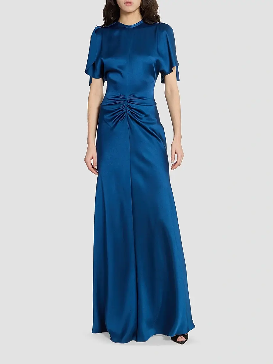 Victoria Beckham Women's Satin Gathered Waist Maxi Dress | Thumbnail 2 Victoria Beckham Women's Satin Gathered Waist Maxi Dress | Thumbnail 2