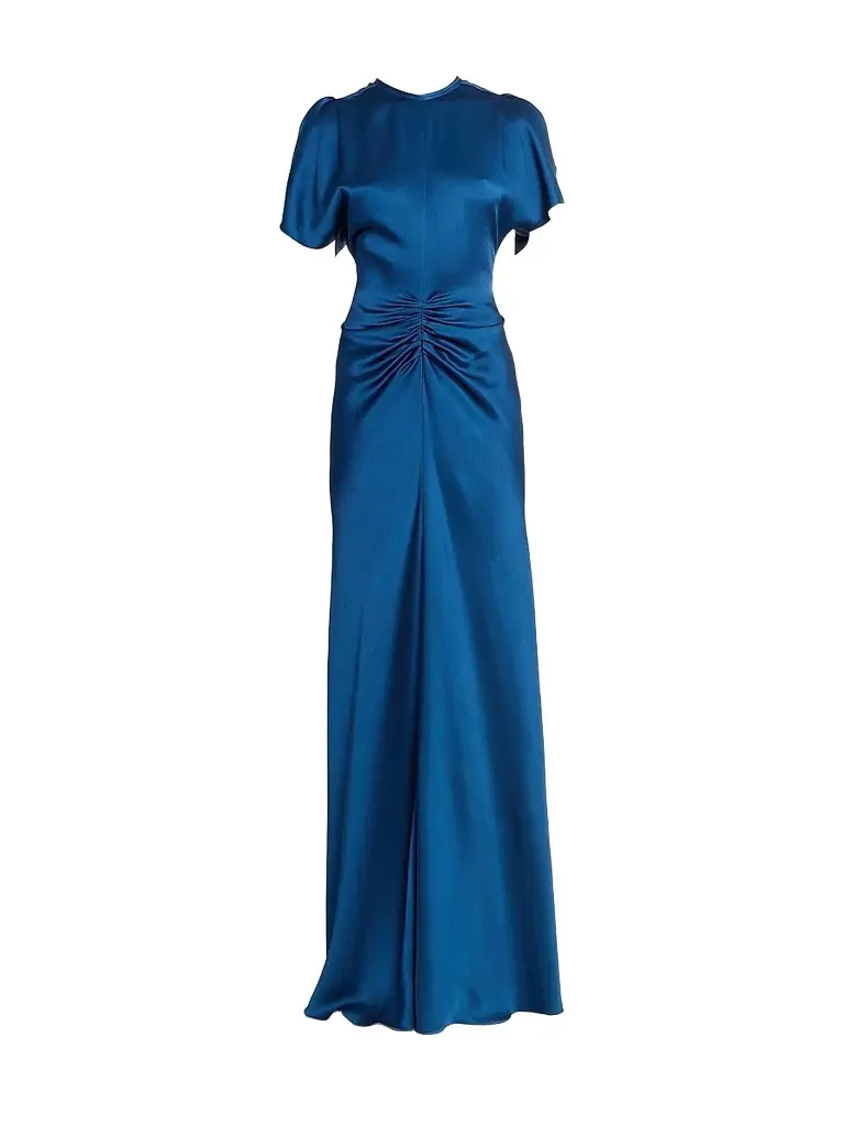 Victoria Beckham Women's Satin Gathered Waist Maxi Dress | Image 1 Victoria Beckham Women's Satin Gathered Waist Maxi Dress | Image 1