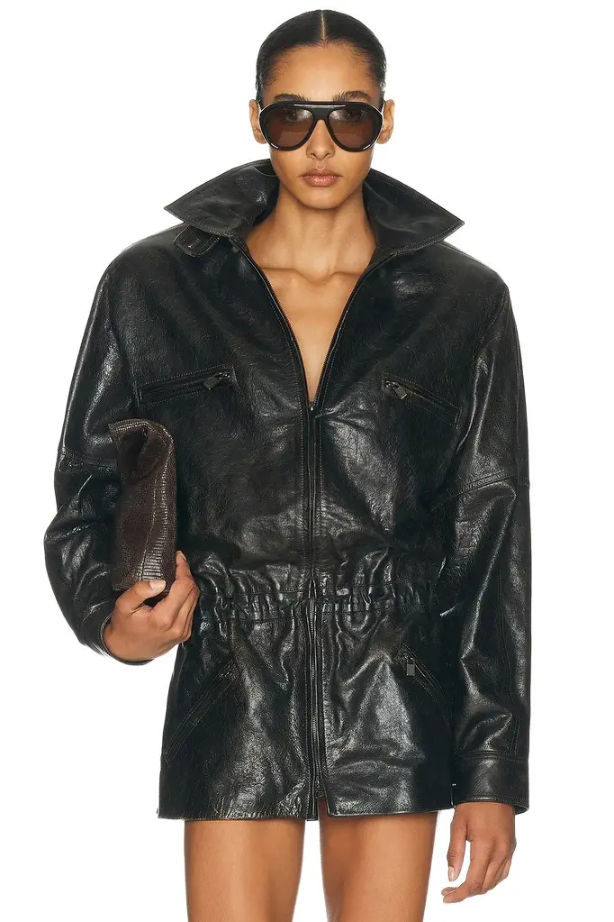 Magda Butrym Leather Bomber Jacket | Image 1 Magda Butrym Leather Bomber Jacket | Image 1