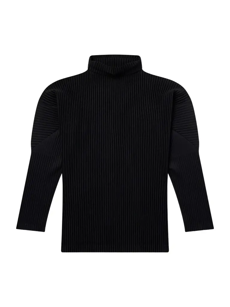 Homme Plissé Issey Miyake Pleated Mock Neck T-Shirt - Men | Image 1 Homme Plissé Issey Miyake Pleated Mock Neck T-Shirt - Men | Image 1