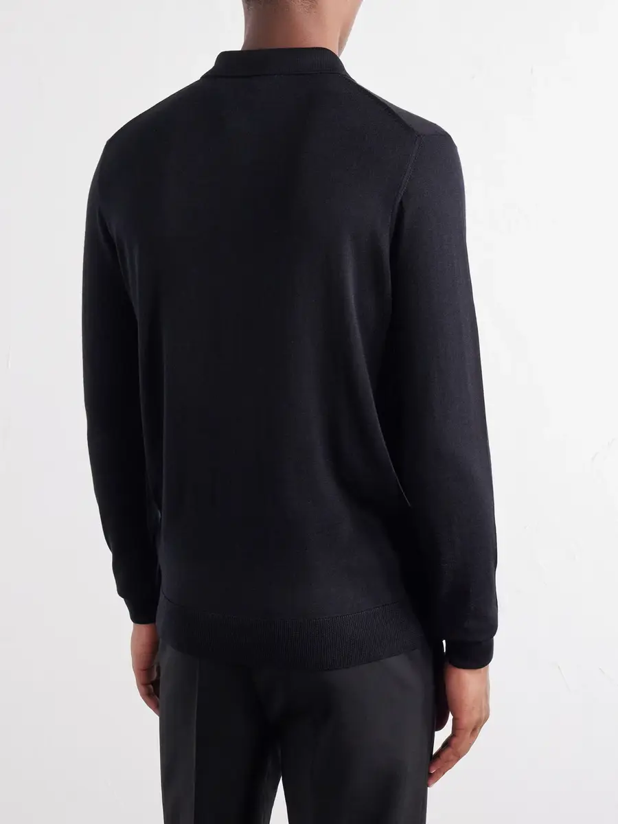 PIACENZA 1733 Wool and Silk-Blend Polo Sweater - Men | Thumbnail 4 PIACENZA 1733 Wool and Silk-Blend Polo Sweater - Men | Thumbnail 4
