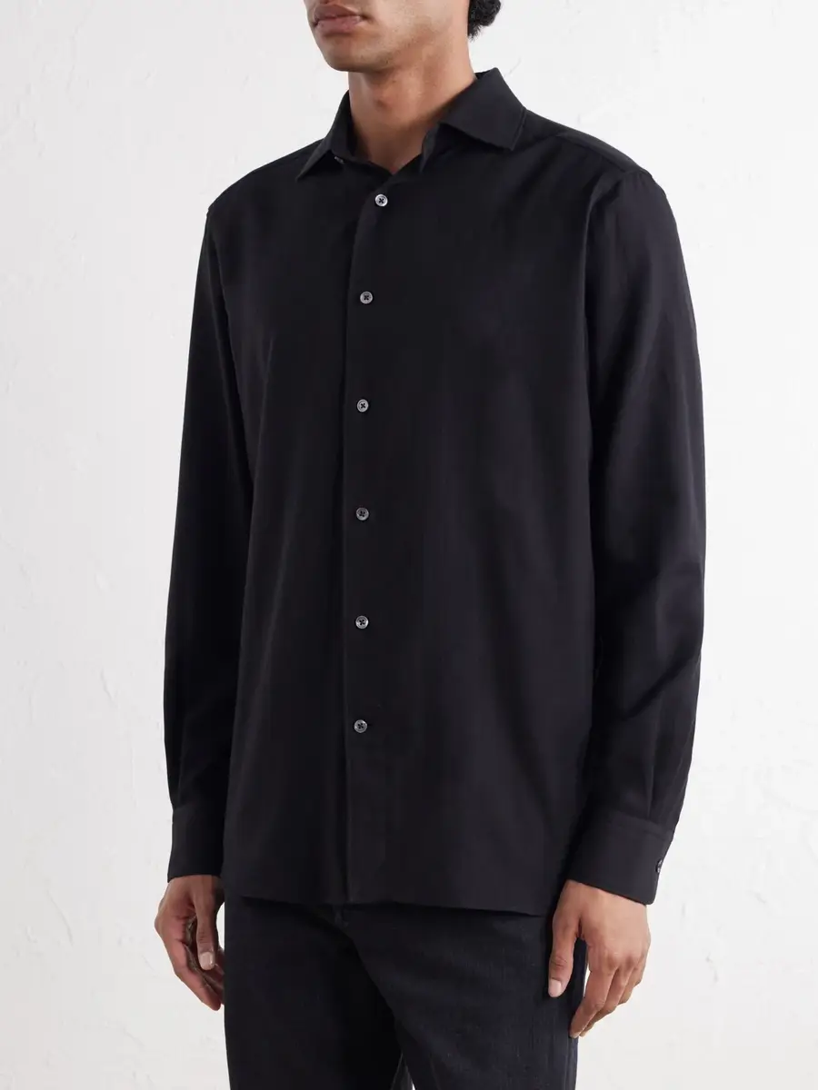 Zegna Cotton and Silk-Blend Twill Shirt - Men | Thumbnail 3 Zegna Cotton and Silk-Blend Twill Shirt - Men | Thumbnail 3