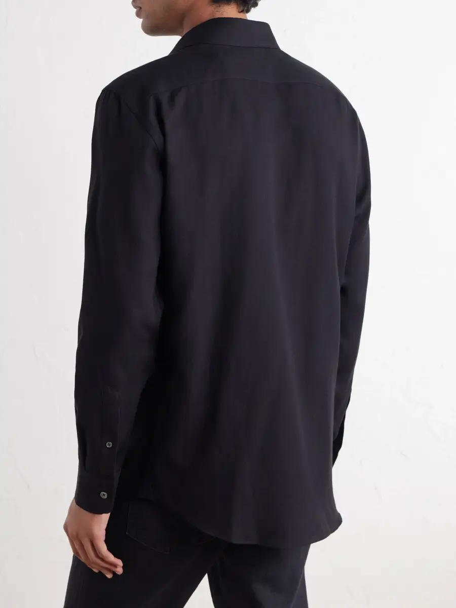 Zegna Cotton and Silk-Blend Twill Shirt - Men | Thumbnail 4 Zegna Cotton and Silk-Blend Twill Shirt - Men | Thumbnail 4