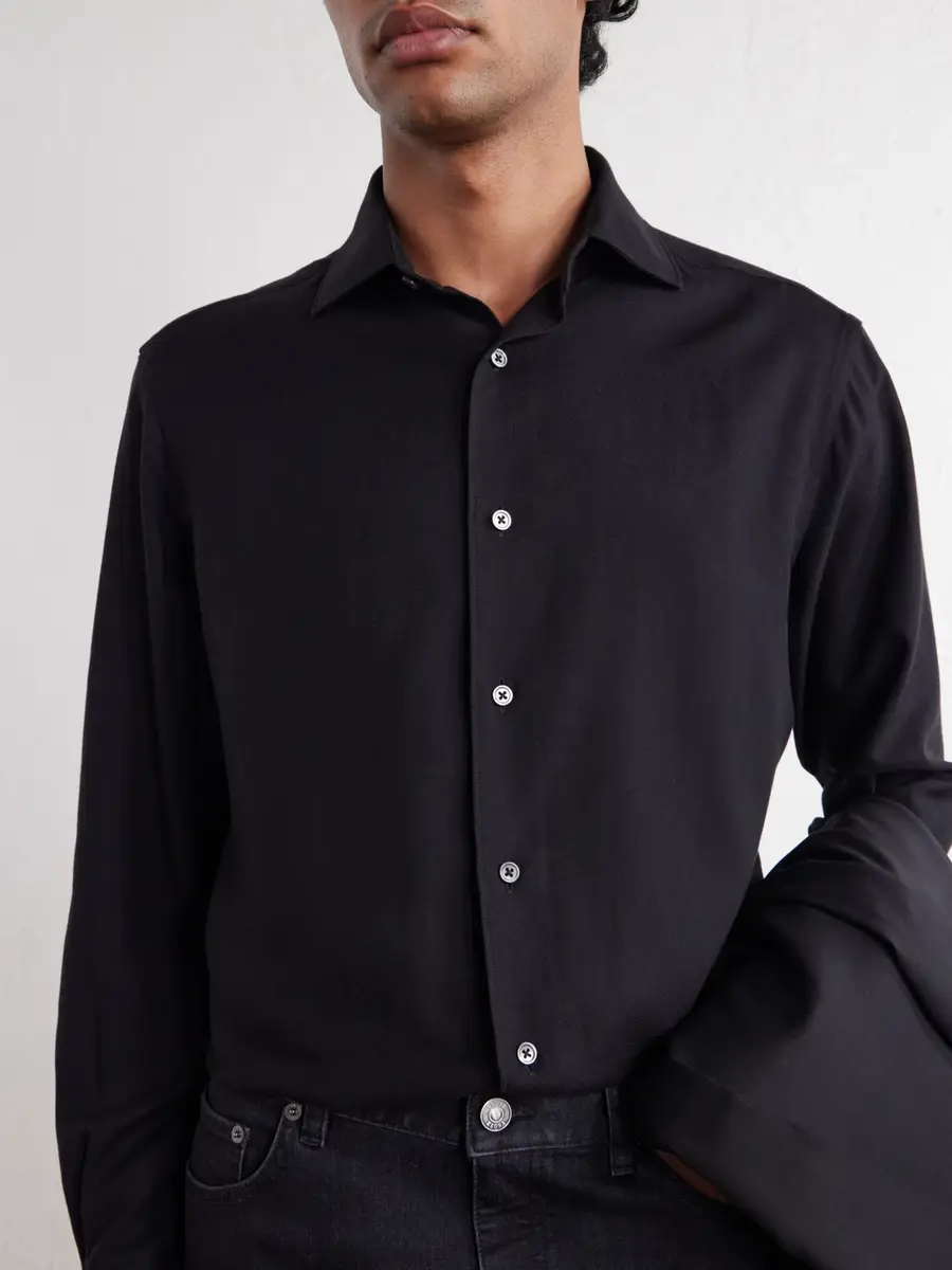 Zegna Cotton and Silk-Blend Twill Shirt - Men | Thumbnail 5 Zegna Cotton and Silk-Blend Twill Shirt - Men | Thumbnail 5