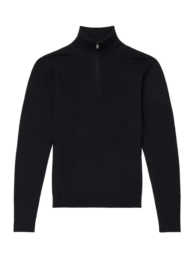Ralph Lauren Purple Label Wool-Piqué Half-Zip Sweater - Men | Image 1 Ralph Lauren Purple Label Wool-Piqué Half-Zip Sweater - Men | Image 1