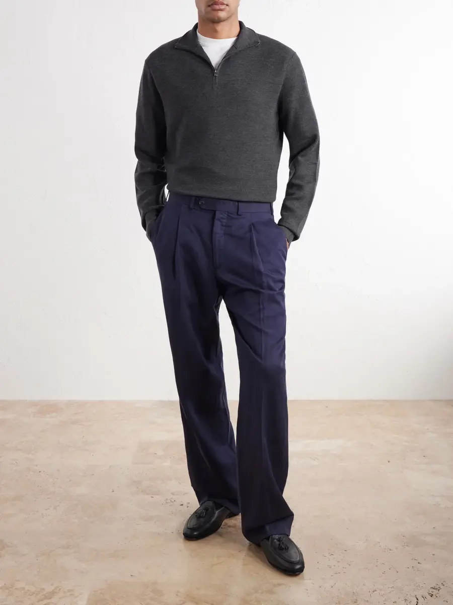 Ralph Lauren Purple Label Wool-Piqué Half-Zip Sweater - Men | Thumbnail 2