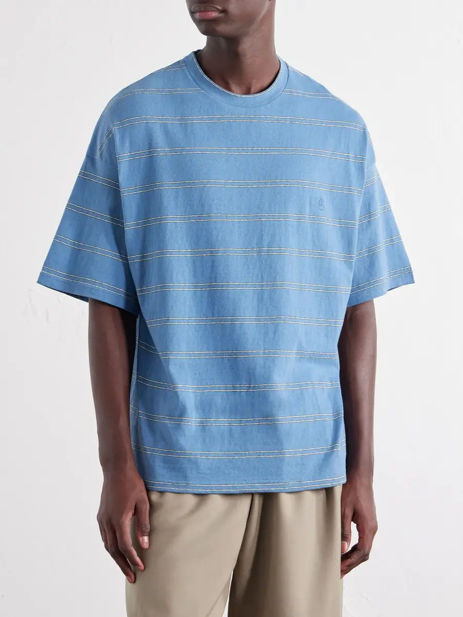 Jil Sander Logo-Embroidered Striped Cotton-Jersey T-Shirt - Men | Thumbnail 3 Jil Sander Logo-Embroidered Striped Cotton-Jersey T-Shirt - Men | Thumbnail 3