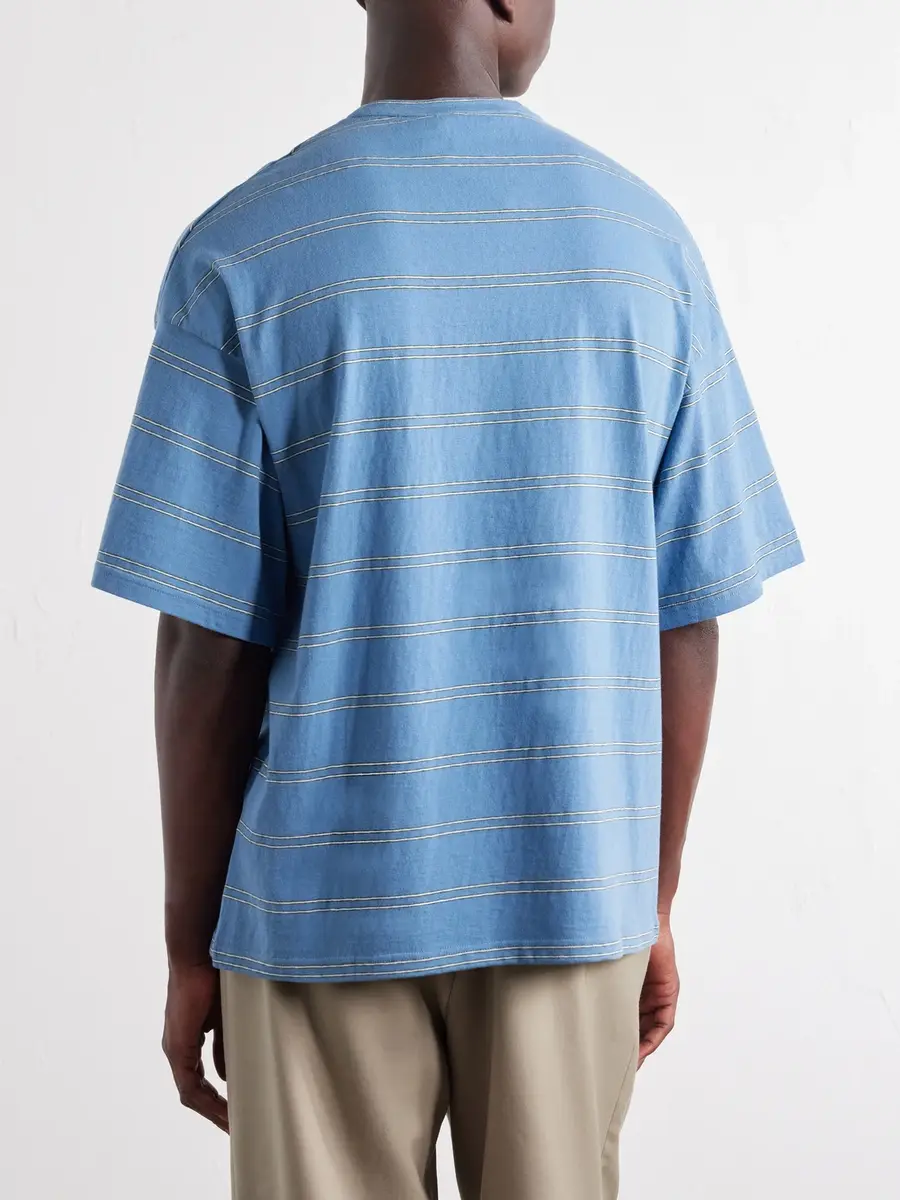 Jil Sander Logo-Embroidered Striped Cotton-Jersey T-Shirt - Men | Thumbnail 4 Jil Sander Logo-Embroidered Striped Cotton-Jersey T-Shirt - Men | Thumbnail 4
