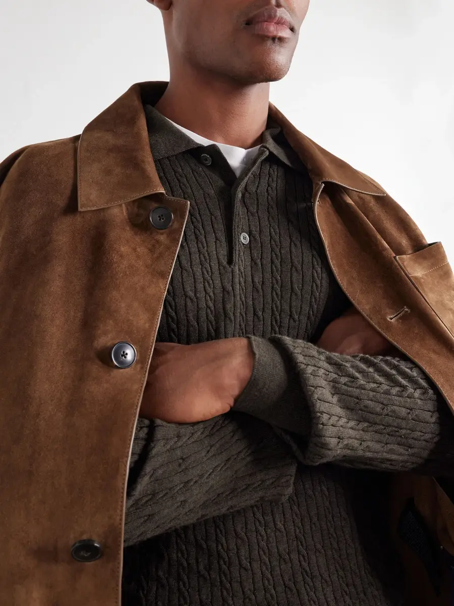 PIACENZA 1733 Cable-Knit Wool, Silk and Cashmere-Blend Polo Sweater - Men | Thumbnail 5 PIACENZA 1733 Cable-Knit Wool, Silk and Cashmere-Blend Polo Sweater - Men | Thumbnail 5