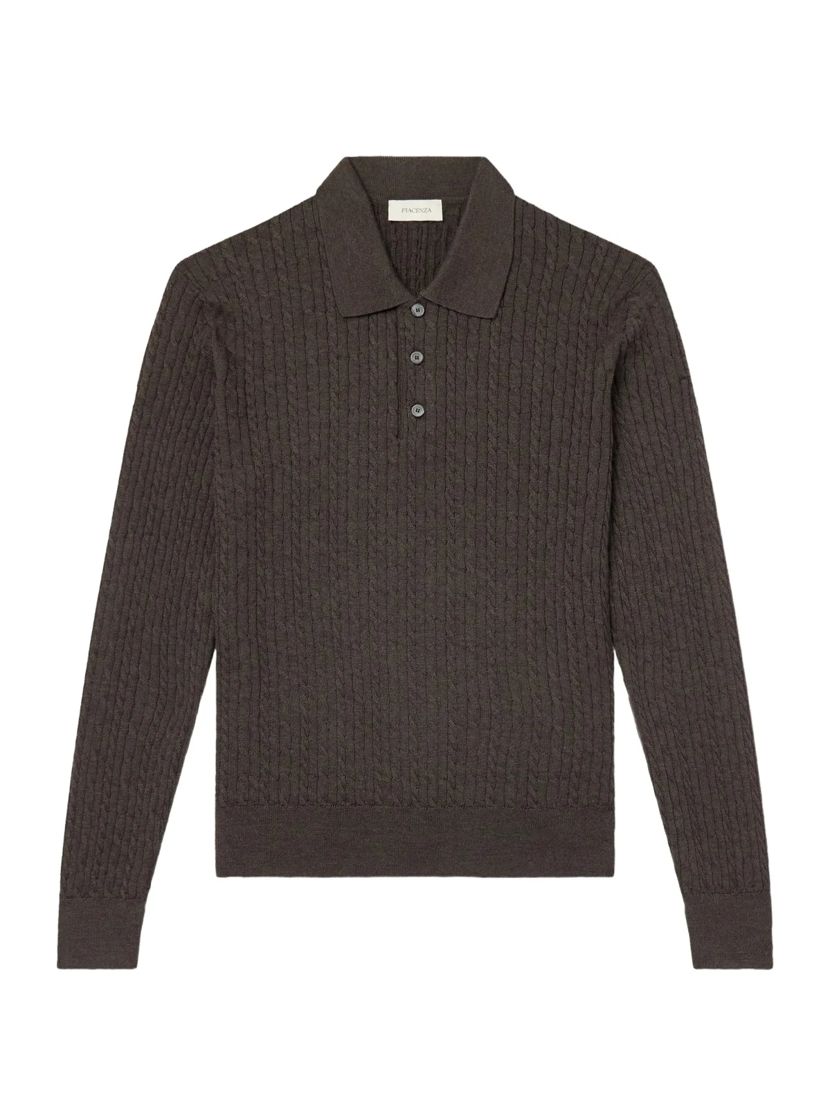 Cable-Knit Wool, Silk and Cashmere-Blend Polo Sweater - Men Cable-Knit Wool, Silk and Cashmere-Blend Polo Sweater - Men