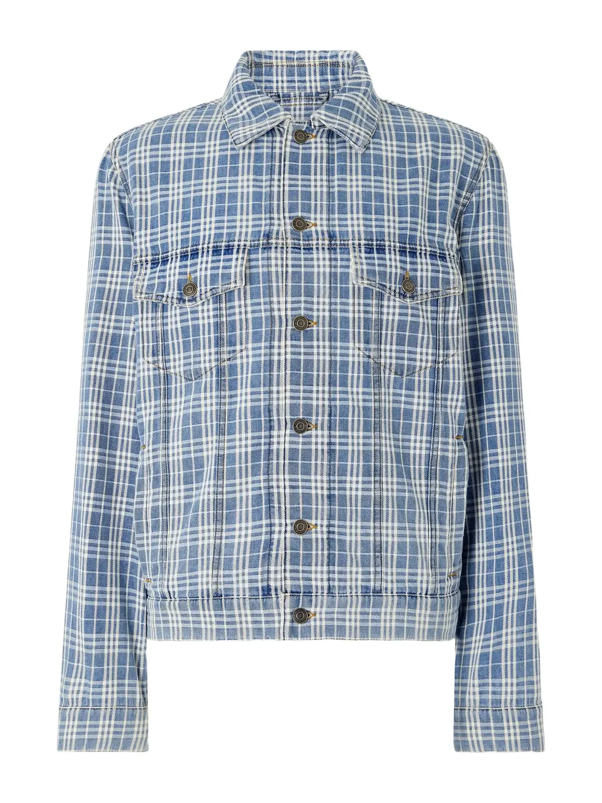 Checked Denim Jacket - Men
