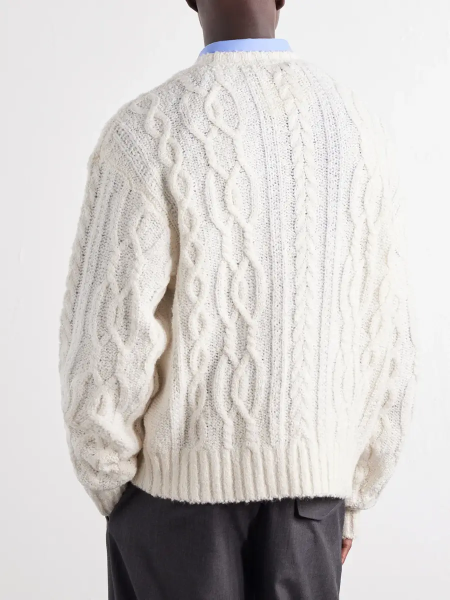 OFFICINE GÉNÉRALE Remy Cable-Knit Wool-Blend Bouclé Sweater - Men | Thumbnail 4 OFFICINE GÉNÉRALE Remy Cable-Knit Wool-Blend Bouclé Sweater - Men | Thumbnail 4