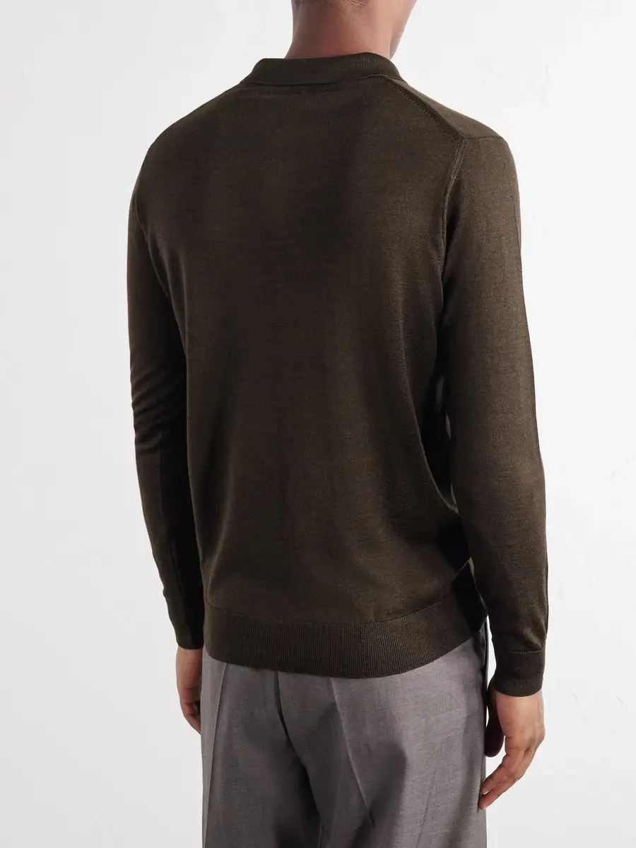 PIACENZA 1733 Merino-Wool and Silk-Blend Polo Sweater - Men | Thumbnail 4 PIACENZA 1733 Merino-Wool and Silk-Blend Polo Sweater - Men | Thumbnail 4