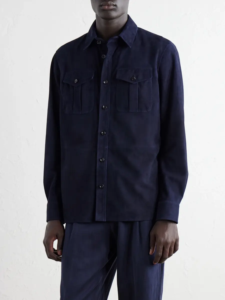 Ralph Lauren Purple Label Barrow Suede Overshirt - Men | Thumbnail 3