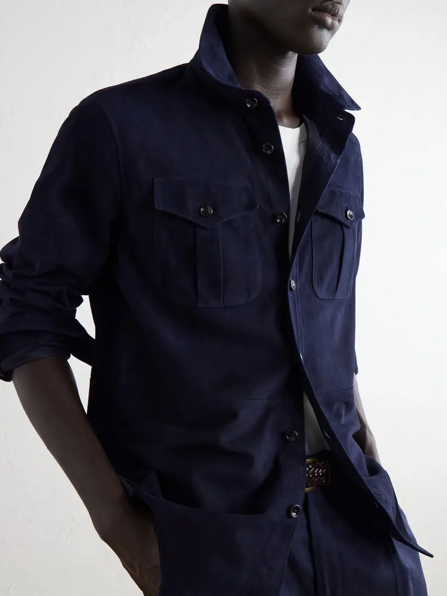 Ralph Lauren Purple Label Barrow Suede Overshirt - Men | Thumbnail 5