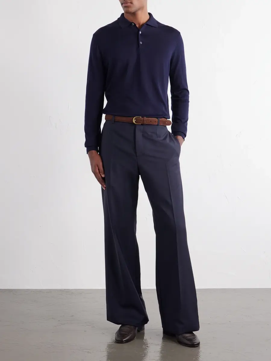 PIACENZA 1733 Merino-Wool and Silk-Blend Polo Sweater - Men | Thumbnail 2 PIACENZA 1733 Merino-Wool and Silk-Blend Polo Sweater - Men | Thumbnail 2