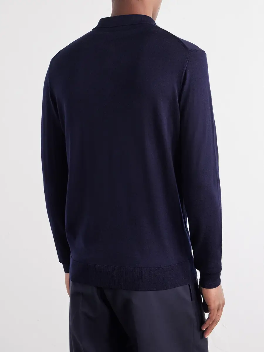 PIACENZA 1733 Merino-Wool and Silk-Blend Polo Sweater - Men | Thumbnail 4 PIACENZA 1733 Merino-Wool and Silk-Blend Polo Sweater - Men | Thumbnail 4