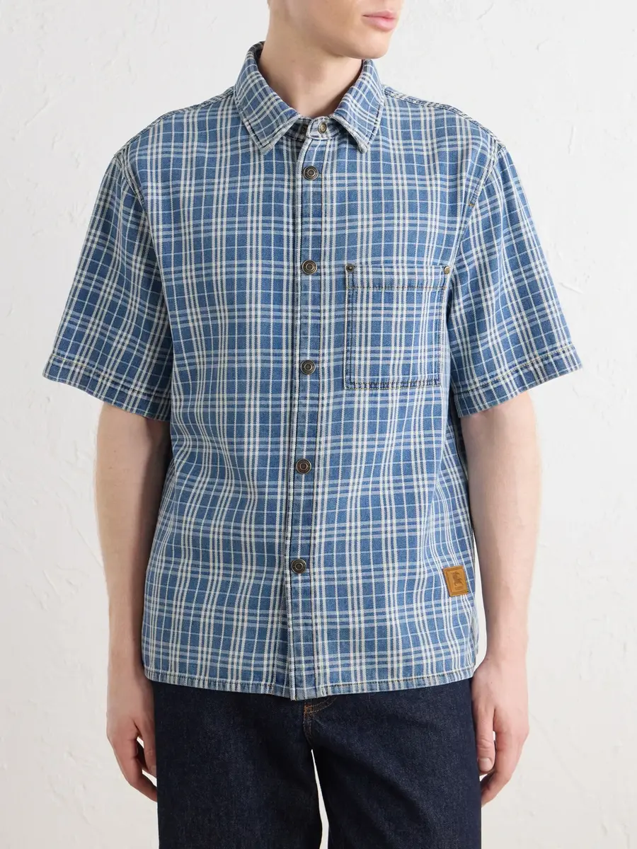 Burberry Logo-Appliquéd Checked Denim Shirt - Men | Thumbnail 3
