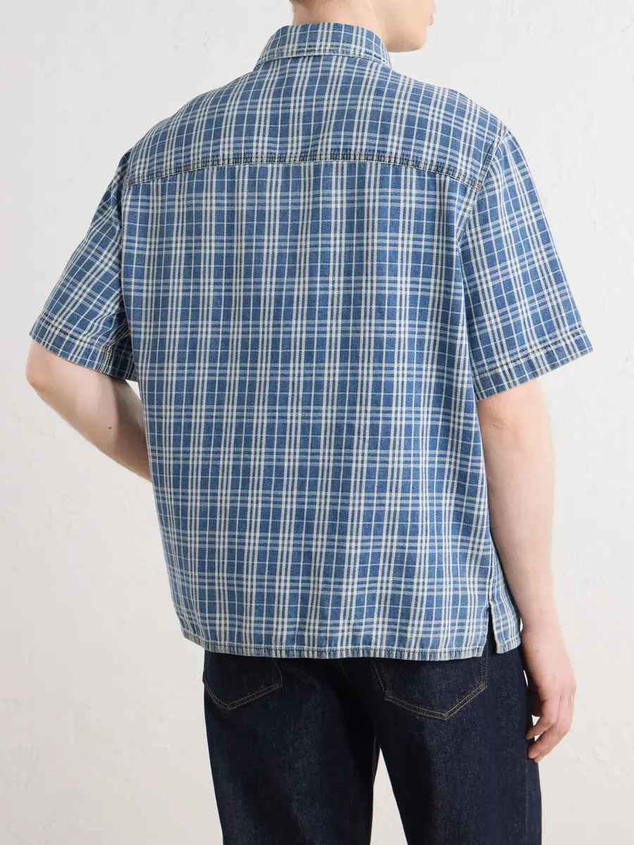Burberry Logo-Appliquéd Checked Denim Shirt - Men | Thumbnail 4