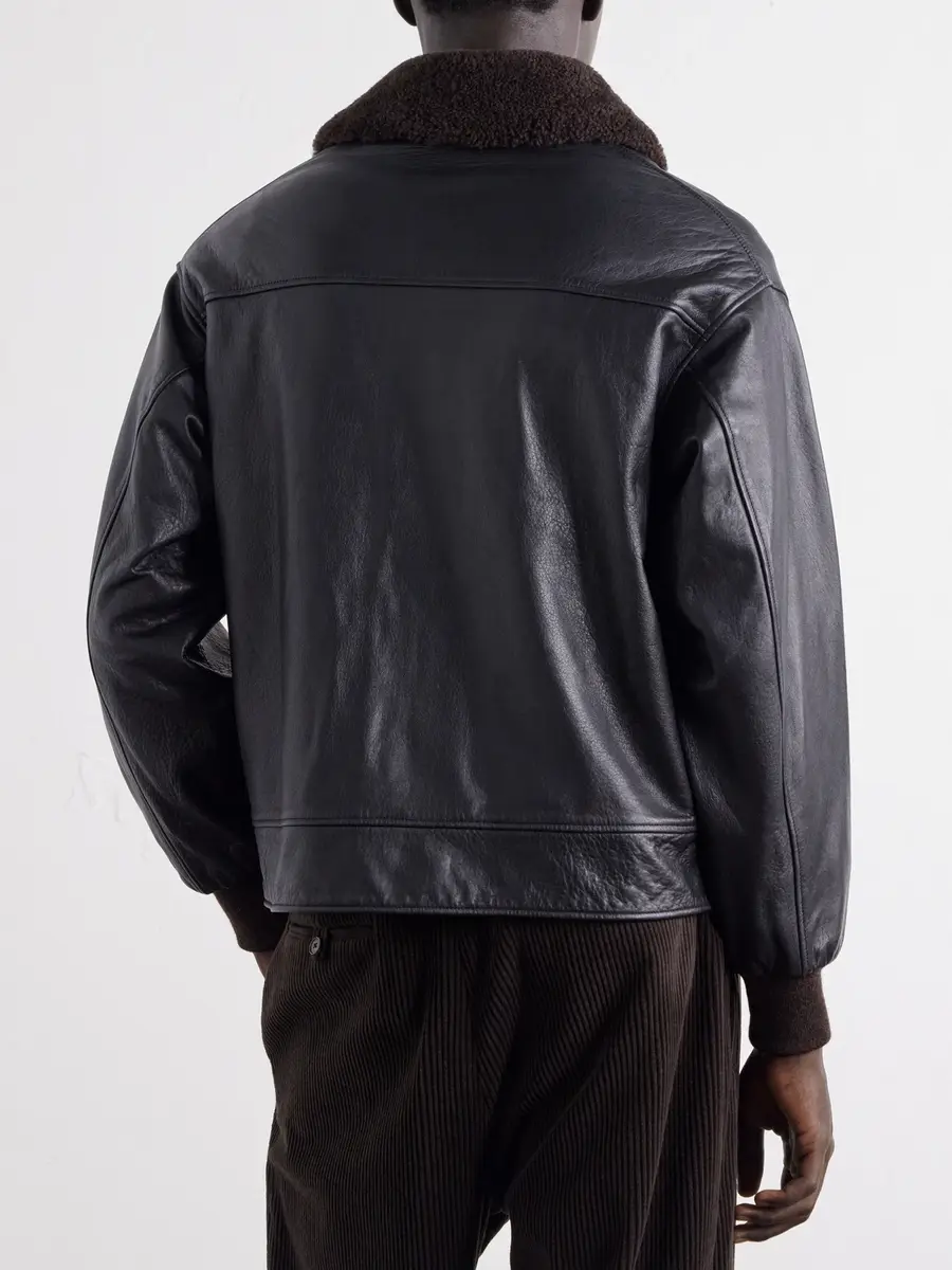 A.PRESSE Shearling-trimmed leather jacket - Men | Thumbnail 4 A.PRESSE Shearling-trimmed leather jacket - Men | Thumbnail 4