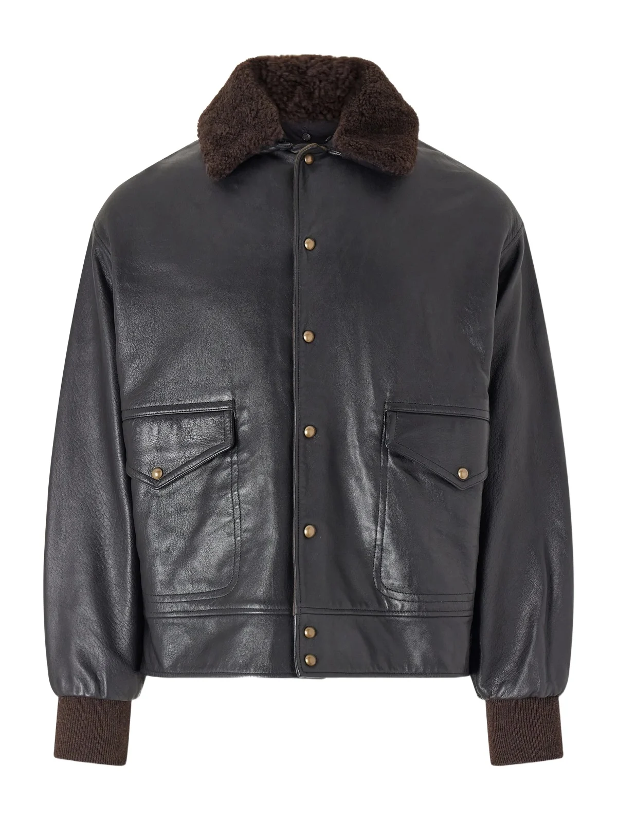 A.PRESSE Shearling-trimmed leather jacket - Men