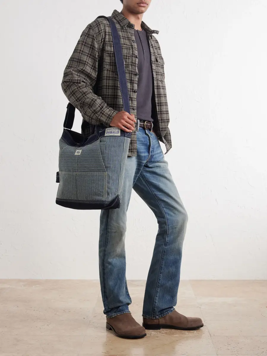 RRL Striped Denim-Trimmed Cotton-Twill Tote Bag - Men | Thumbnail 2