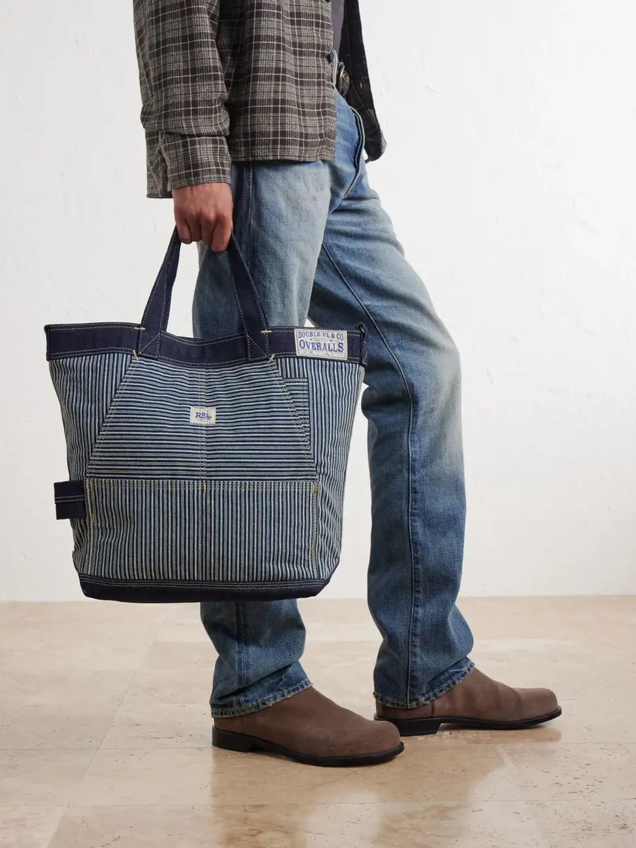 RRL Striped Denim-Trimmed Cotton-Twill Tote Bag - Men | Thumbnail 3