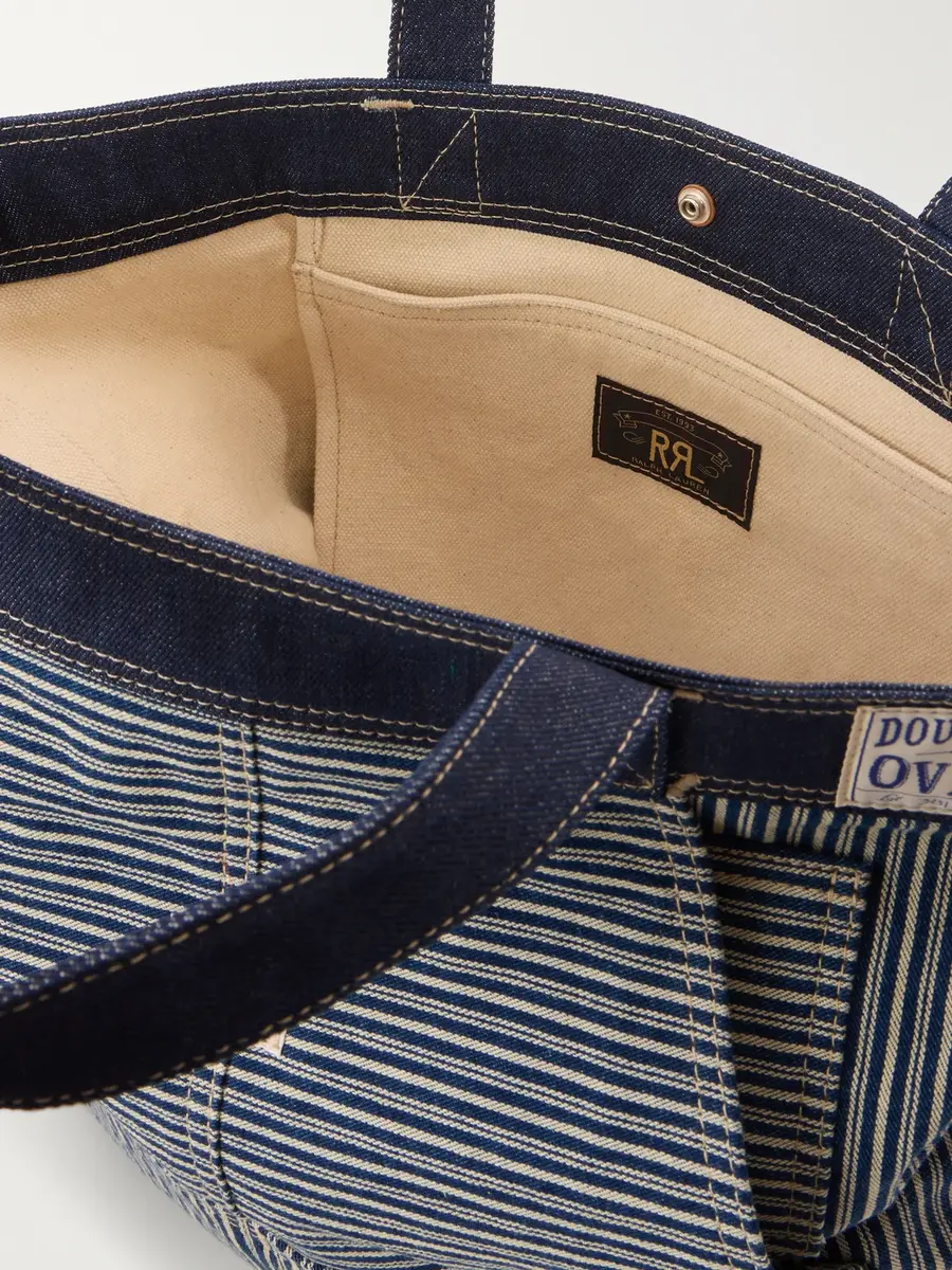 RRL Striped Denim-Trimmed Cotton-Twill Tote Bag - Men | Thumbnail 6