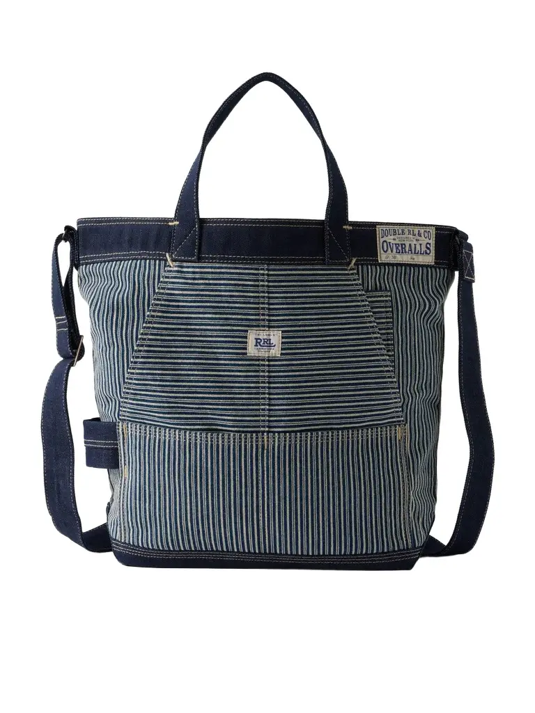 RRL Striped Denim-Trimmed Cotton-Twill Tote Bag - Men | Image 1 RRL Striped Denim-Trimmed Cotton-Twill Tote Bag - Men | Image 1