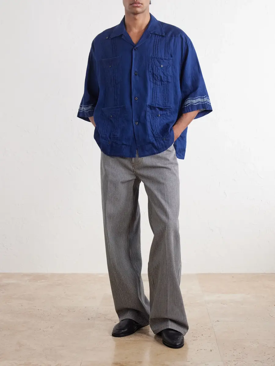 KAPITAL Camp-Collar Printed Linen Cuban Shirt - Men | Thumbnail 2 KAPITAL Camp-Collar Printed Linen Cuban Shirt - Men | Thumbnail 2