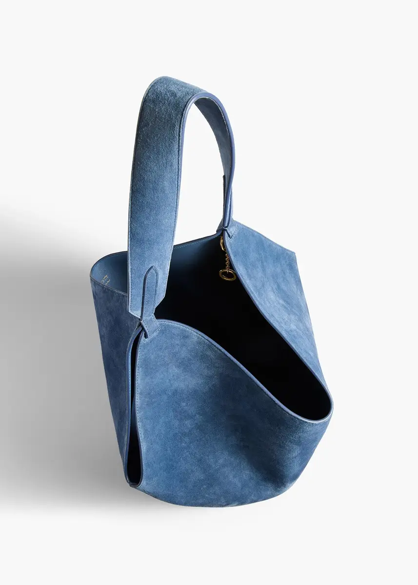 Khaite Small Lotus Tote In Cloud Iris Suede | Thumbnail 3