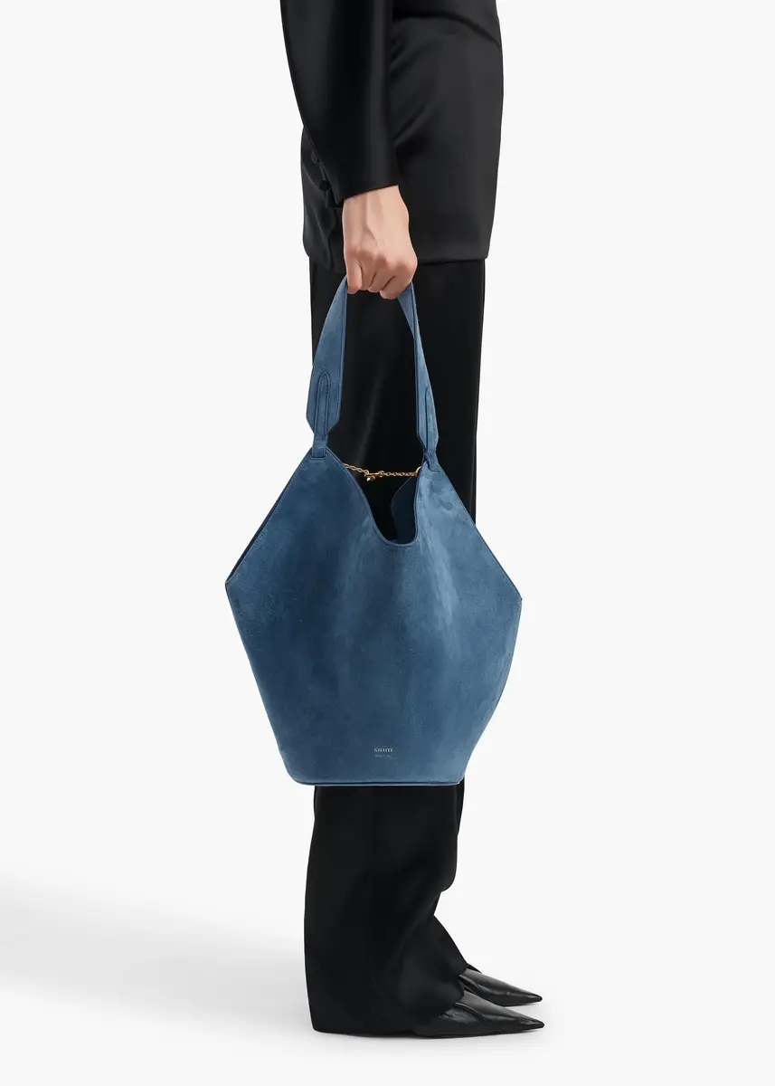 Khaite Small Lotus Tote In Cloud Iris Suede | Thumbnail 5