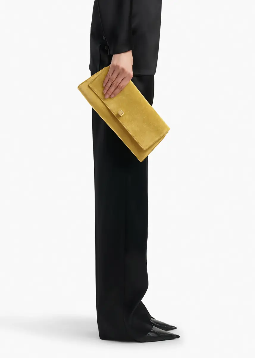 Khaite Audrey Clutch In Golden Olive Haircalf | Thumbnail 2