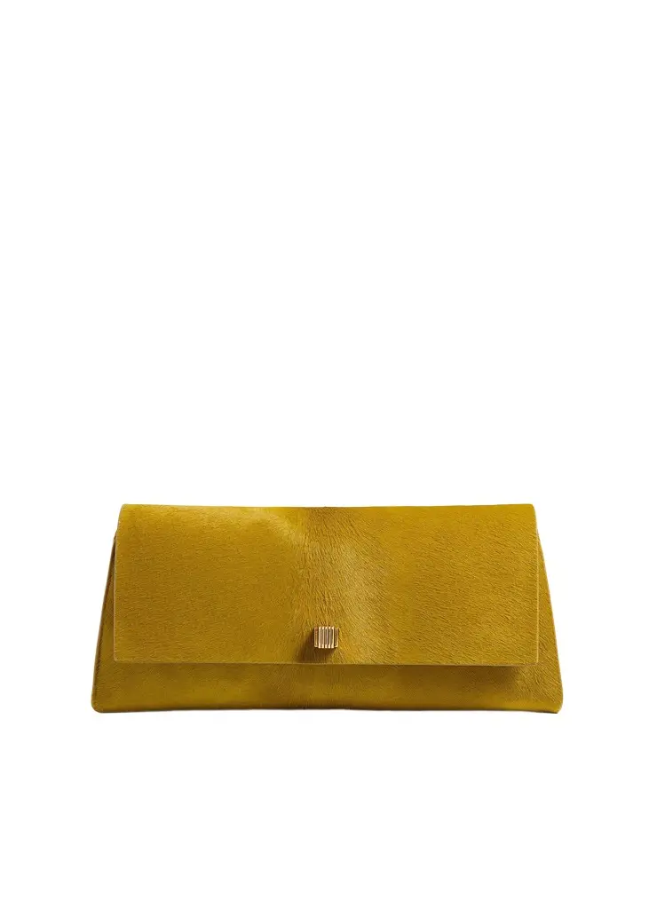 Khaite Audrey Clutch In Golden Olive Haircalf