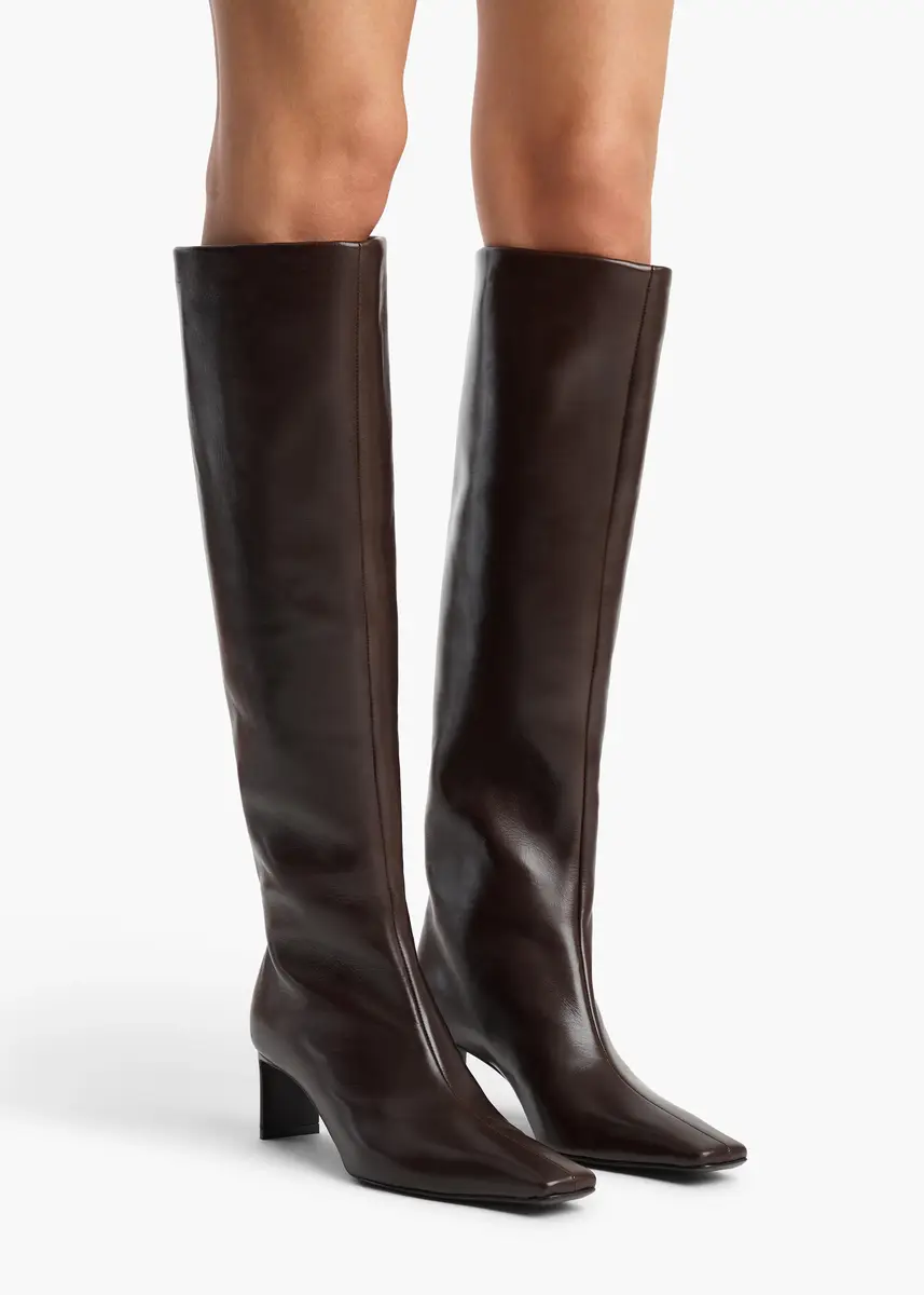 Khaite Ona Knee-High Boot In Chocolate Glazed Leather | Thumbnail 5