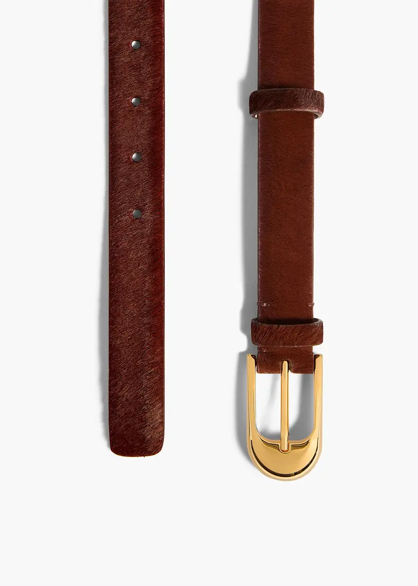 Khaite Dome Belt In Red Mahogany Haircalf With Gold | Thumbnail 2 Khaite Dome Belt In Red Mahogany Haircalf With Gold | Thumbnail 2