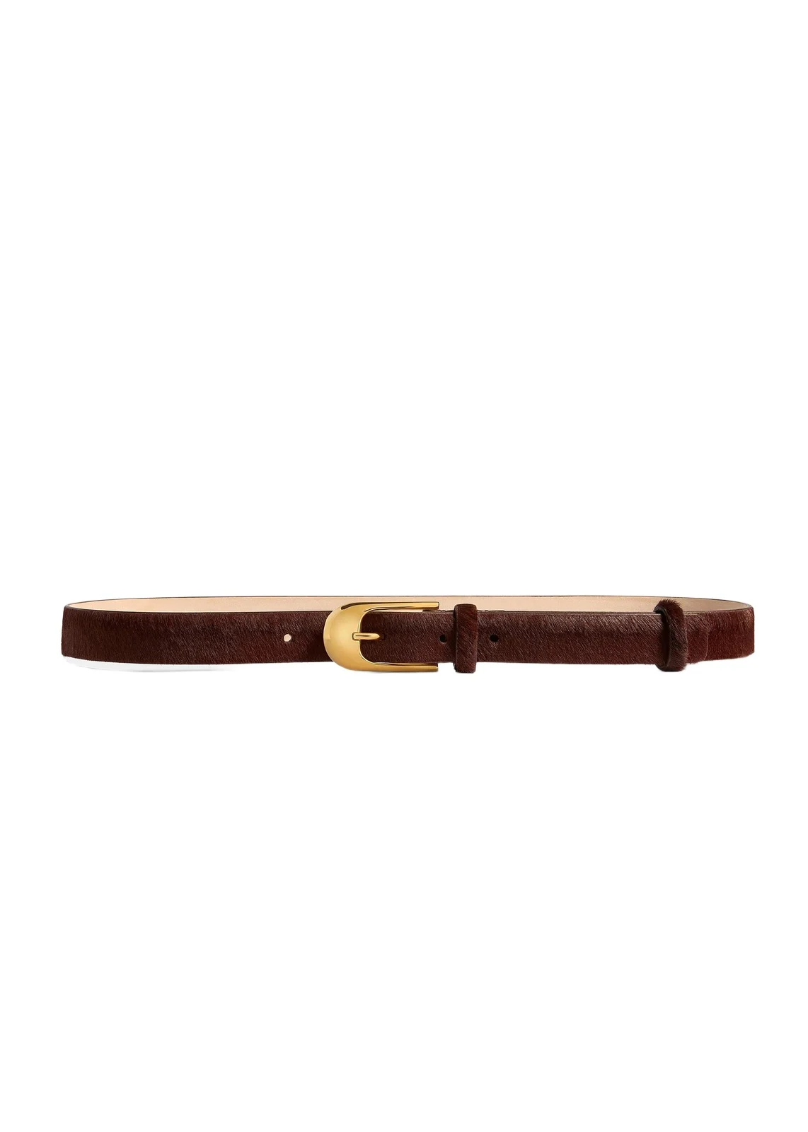 Khaite Dome Belt In Red Mahogany Haircalf With Gold