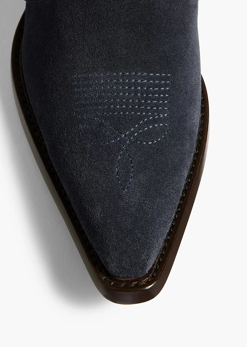 Khaite Clive Ankle Boot In Midnight Navy Suede | Thumbnail 3