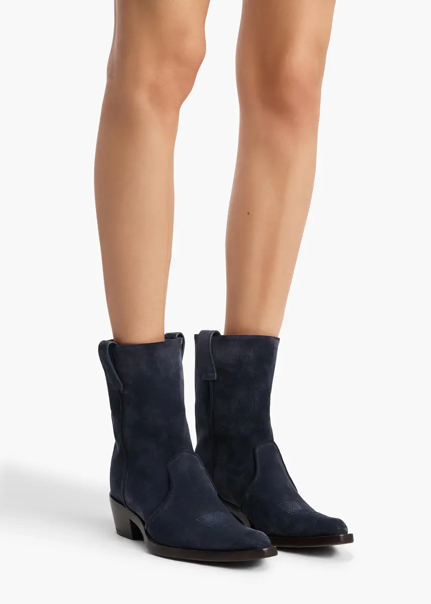 Khaite Clive Ankle Boot In Midnight Navy Suede | Thumbnail 5